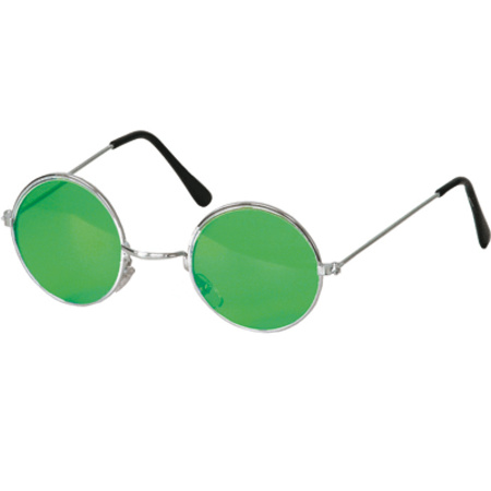 Hippie Flower Power verkleed bril met groene ronde glazen