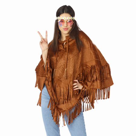 Hippie verkleed poncho voor volwassenen