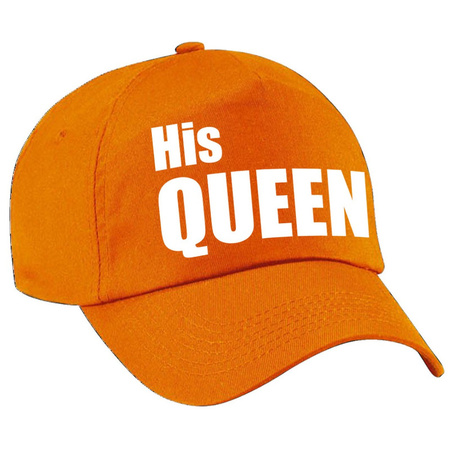 His Queen pet / cap oranje met witte letters dames