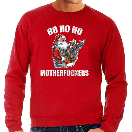 Hohoho motherfuckers foute Kerstsweater / Kersttrui rood voor heren