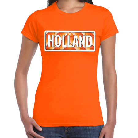 schelp geweld Ja Holland / Nederland supporter t-shirt oranje voor dames - Oranje dames  t-shirts - Bellatio warenhuis