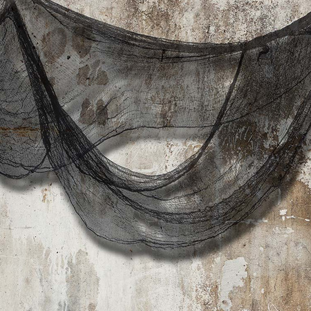 Horror/halloween deco wand/muur/plafond gordijn stof - grijs - 76 x 228 cm - griezel uitstraling