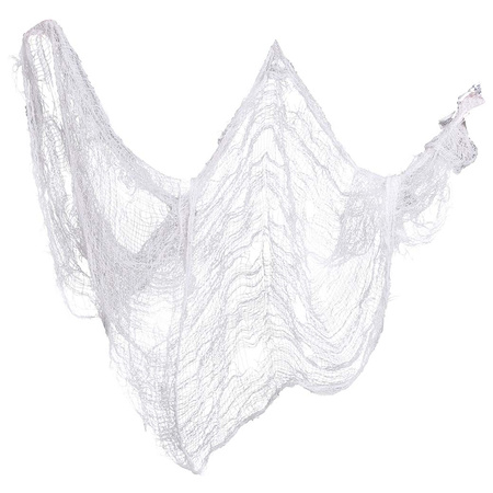 Horror/halloween deco wand/muur/plafond gordijn stof - wit - 76 x 228 cm - griezel uitstraling