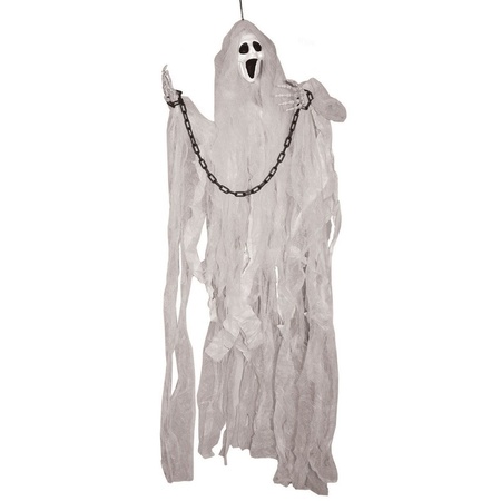 Halloween decoration ghost with light - white - 120 cm