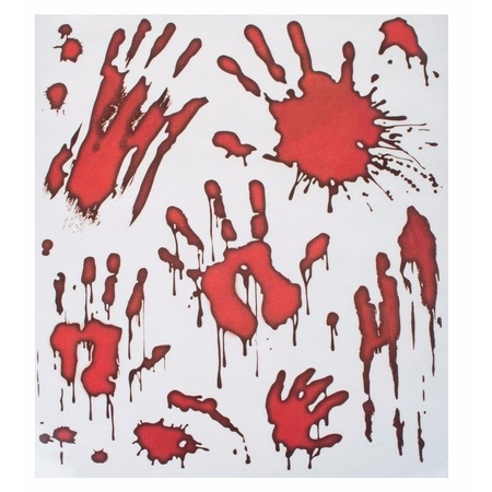 Horror raamstickers bloedende handafdrukken 30 x 40 cm halloween decoratie