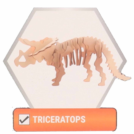Houten 3D puzzel dinosaurus Triceratops 21 cm