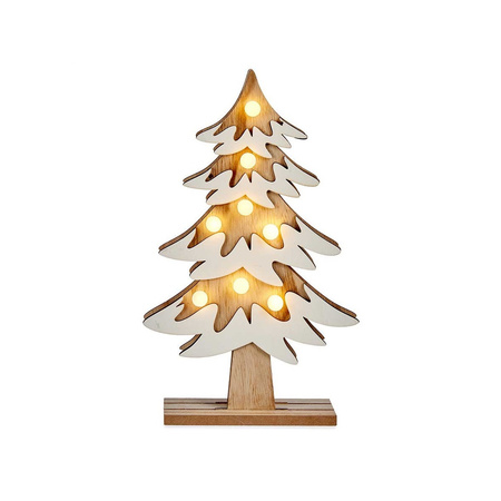 Houten kerstboompje decoratie van 31 cm met LED verlichting