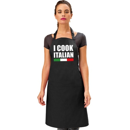 I cook Italian apron black 