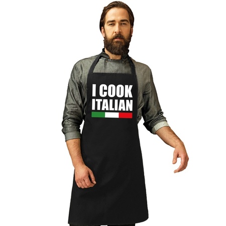 I cook Italian apron black 