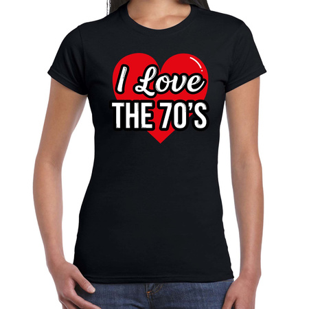 I love 70s verkleed t-shirt zwart voor dames - 70s party verkleed outfit