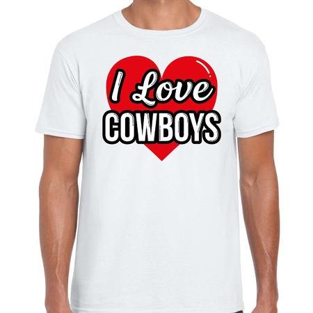 I love Cowboys verkleed t-shirt wit voor heren - Outfit western verkleed feest