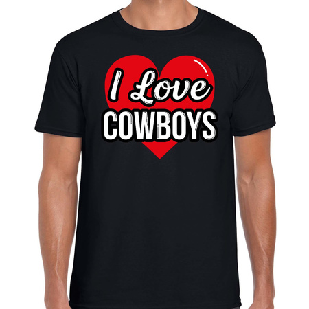 I love Cowboys verkleed t-shirt zwart voor heren - Outfit western verkleed feest