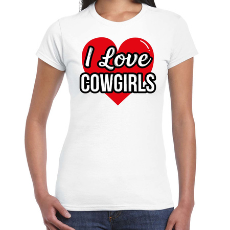 I love Cowgirls verkleed t-shirt wit voor dames - Outfit western verkleed feest