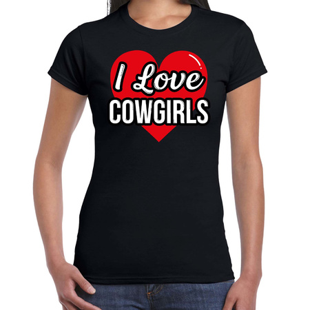 I love Cowgirls verkleed t-shirt zwart voor dames - Outfit western verkleed feest