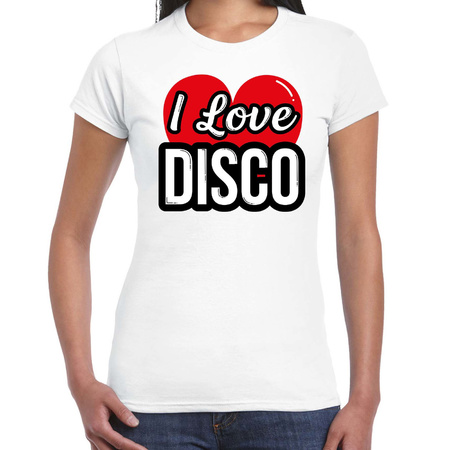 I love disco verkleed t-shirt wit voor dames - Disco party verkleed outfit