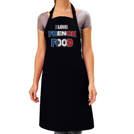 I love French food bbq kitchen apron black for women