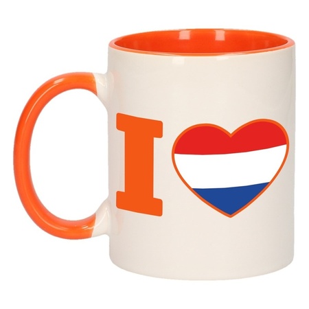 I love Holland mug orange / white 300 ml