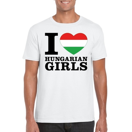 I love Hungarian girls t-shirt wit heren