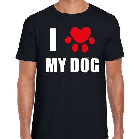 I love my dog / Ik hou van mijn hond - honden t-shirt zwart voor heren
