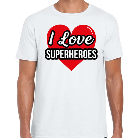 I love superheroes / superhelden verkleed t-shirt wit voor heren - Outfit verkleed feest