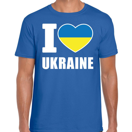 I love Ukraine t-shirt Oekraine blauw voor heren