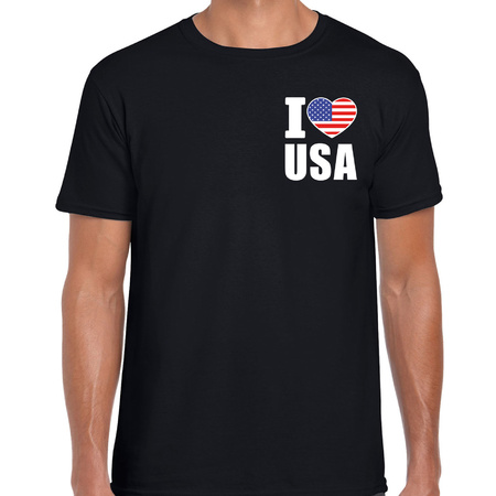 I love usa t-shirt Amerika zwart op borst voor heren