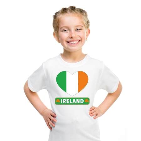 Ierland hart vlag t-shirt wit jongens en meisjes