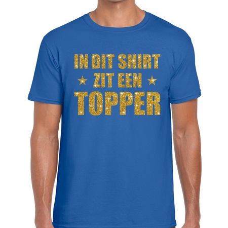 In dit shirt zit een Topper glitter tekst t-shirt blauw heren