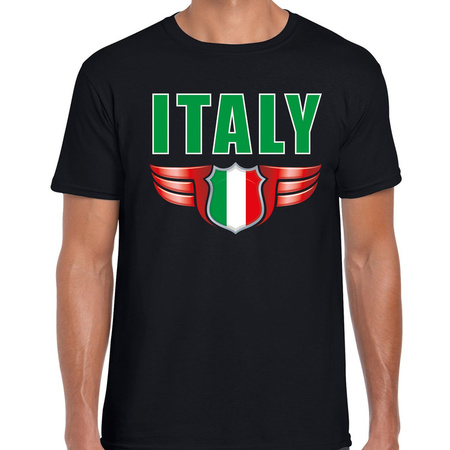 Italy landen t-shirt wapen Italie zwart voor heren