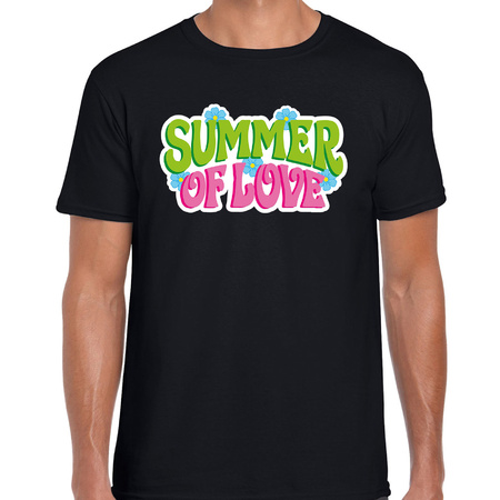Jaren 60 Flower Power Summer Of Love verkleed shirt zwart heren