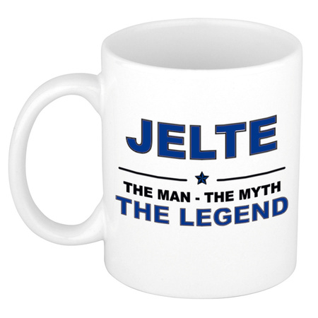Jelte The man, The myth the legend cadeau koffie mok / thee beker 300 ml