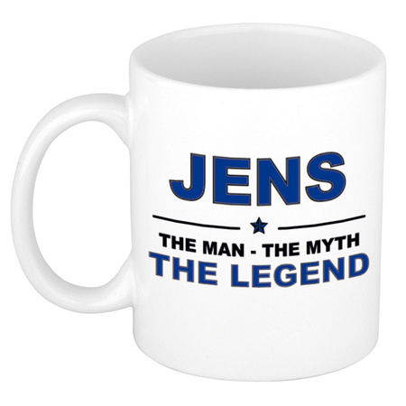 Jens The man, The myth the legend cadeau koffie mok / thee beker 300 ml