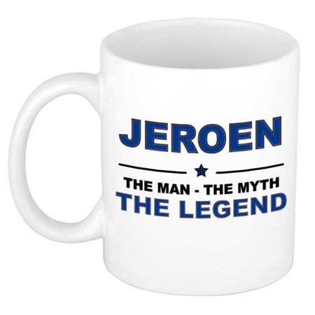 Jeroen The man, The myth the legend cadeau koffie mok / thee beker 300 ml