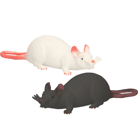 John Toy - Speelgoed/Halloween decoratie ratten - 2x stuks - Kunststof - In 2 kleuren van 28 cm