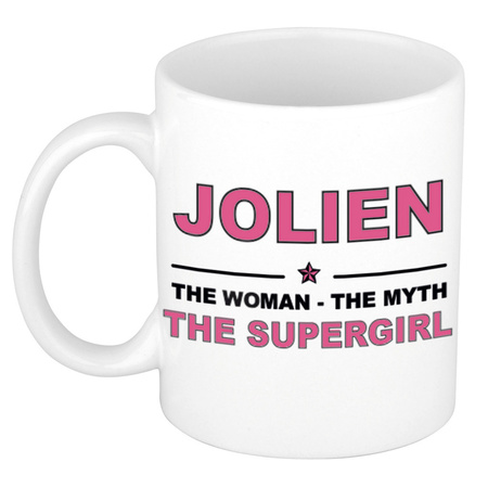 Jolien The woman, The myth the supergirl cadeau koffie mok / thee beker 300 ml
