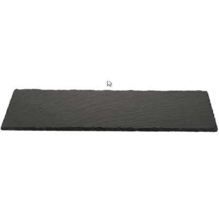 Candle charger plate/platter black stone 13 x 40 cm rectangular