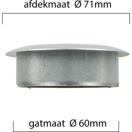 Kabeldoorvoer aluminium zilver 60 mm