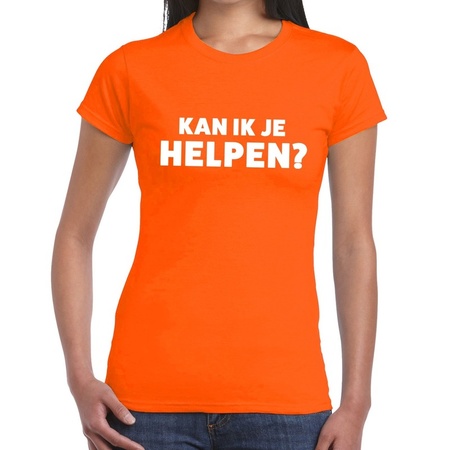 Kan ik je helpen beurs/evenementen t-shirt oranje dames