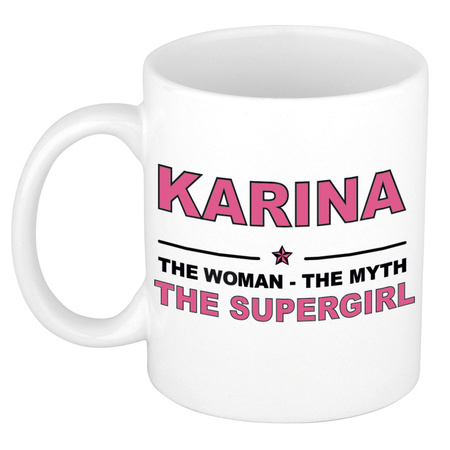 Karina The woman, The myth the supergirl cadeau koffie mok / thee beker 300 ml