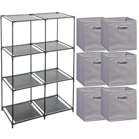 Closet baskets set 6x - grey - 29L - In metal storage cabinet 68 x 98 cm.