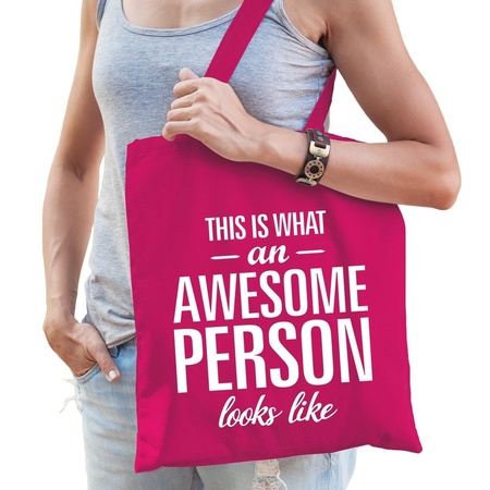 Awesome person cotton bag pink