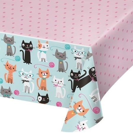 Cats tablecloth pink 137 x 259 cm