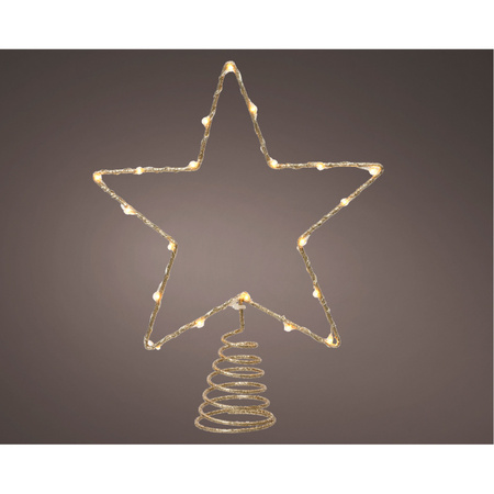 Kerst ster piek - goud - LED verlichting - steady - warm wit - H27 cm