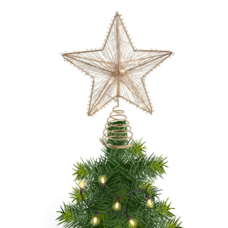Kerst ster piek - koper - met warm witte LED verlichting - 25 cm
