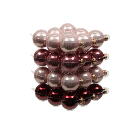 Kerstballen - 36x st - roze tinten - 6 cm - glas - mat/glans