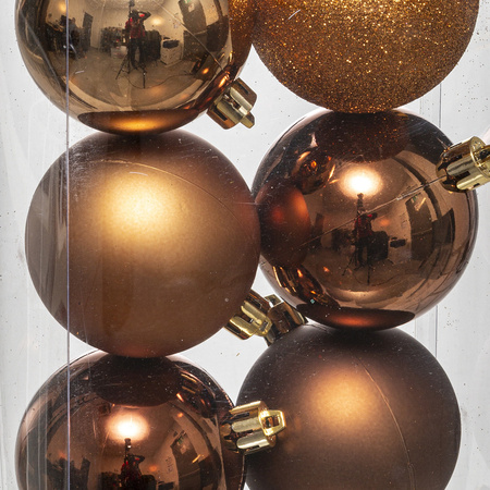Kerstballen - 8x stuks - brons - 7 cm - kunststof