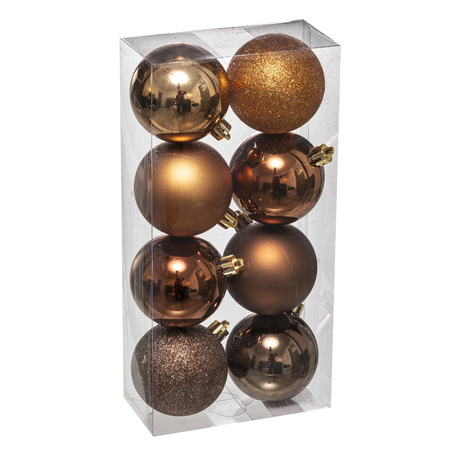 Kerstballen - 8x stuks - brons - 7 cm - kunststof
