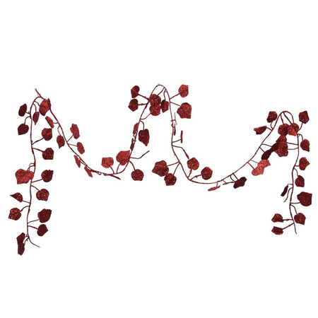 Boost bak schroef Kerstboom guirlandes / slingers met rode bladeren 200 cm - Rode  kerstversiering - Bellatio warenhuis