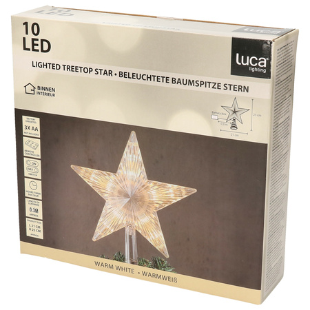 Christmas tree deco LED star tree topper with lights H25 x D17 cm