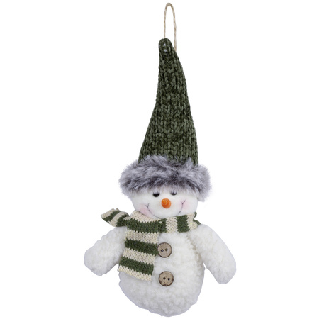 Kersthanger/kerstornament sneeuwpop knuffeltje - 15 cm - pluche -kerstmuts